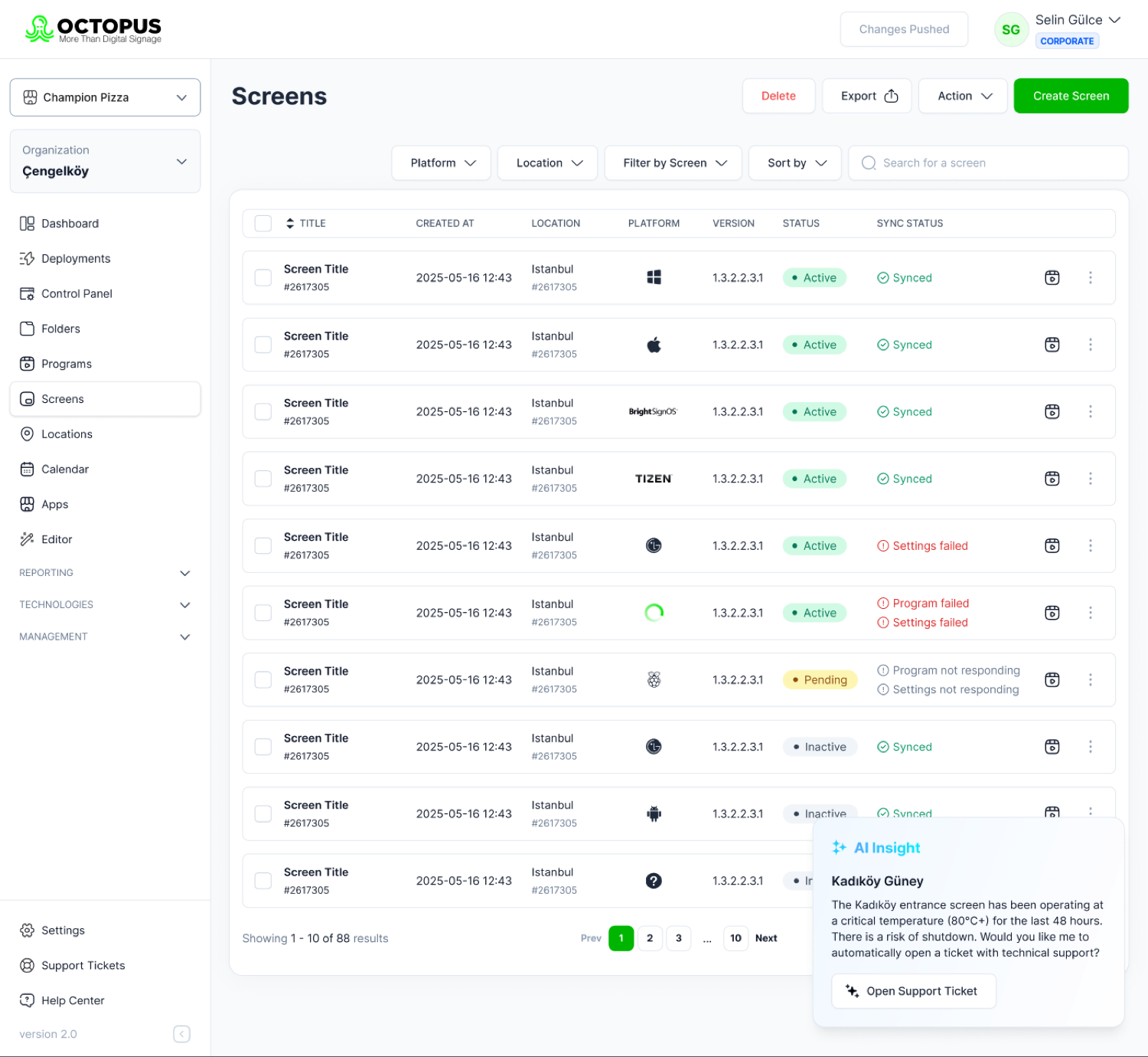 OctoAI acting on its own inside the dashboard